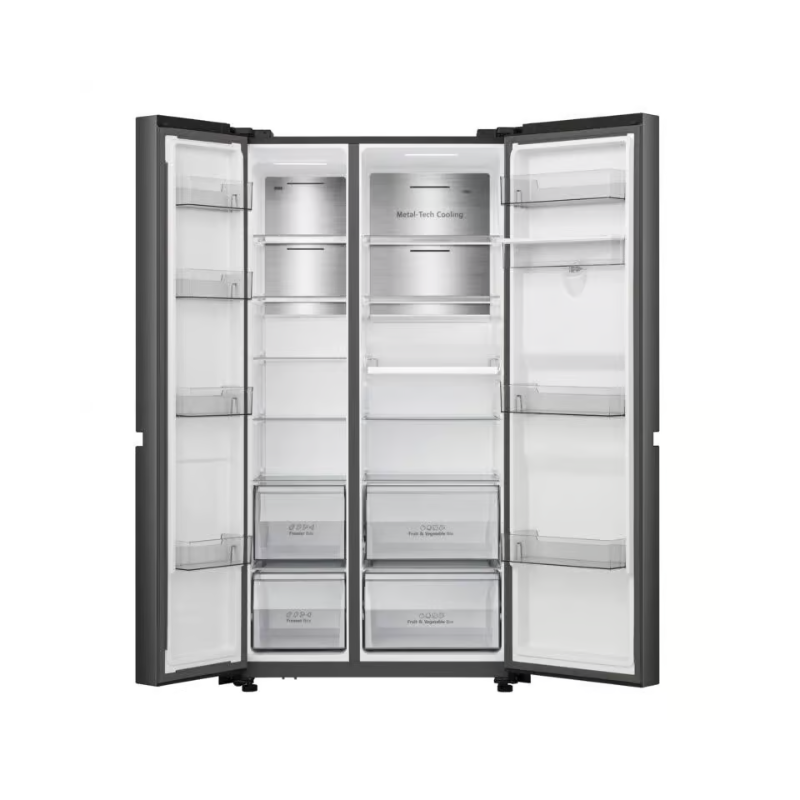 HISENSE 631L SIDE BY SIDE FRIDGE + W/DISP BLK S/S - Image 3