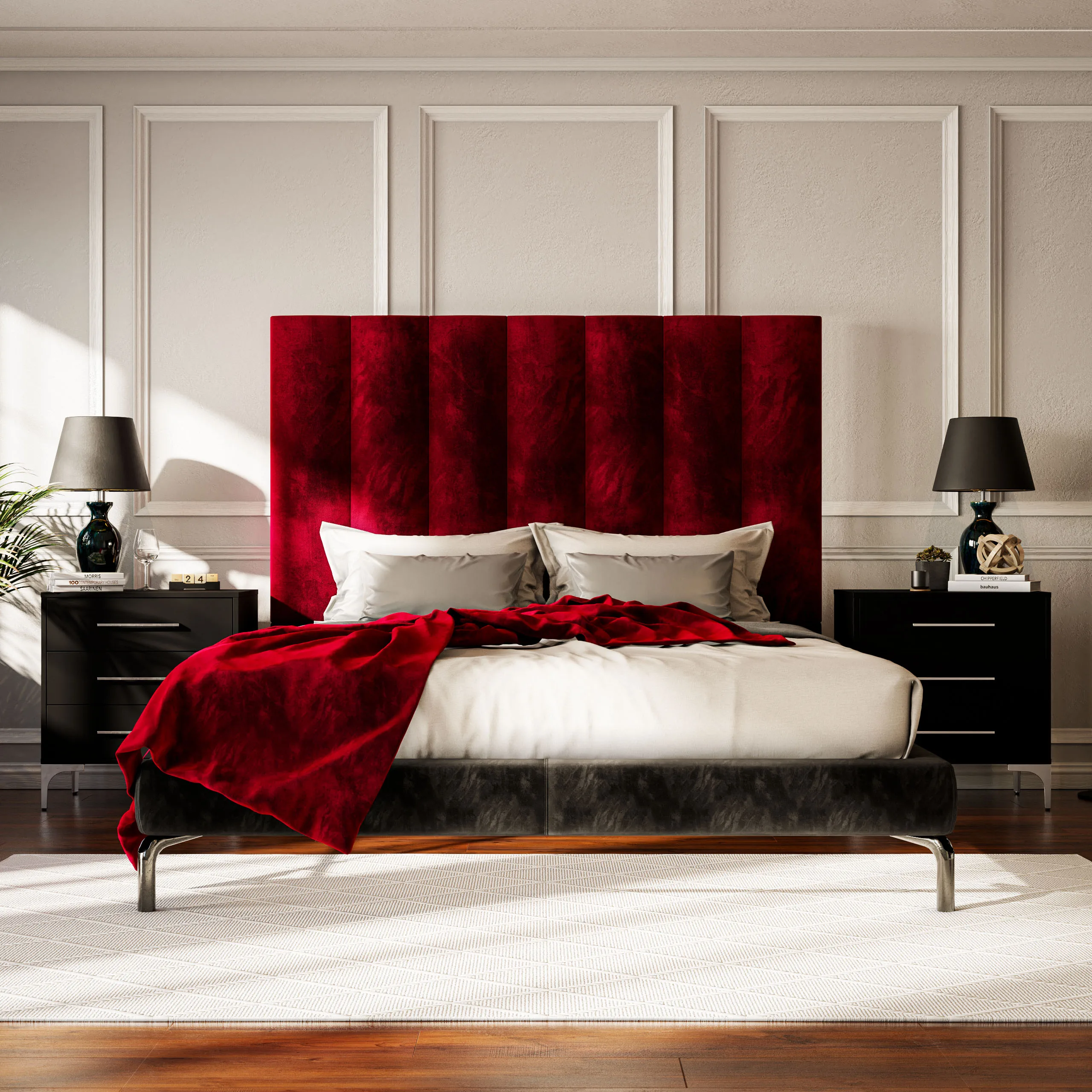 ML TRENTINO HEADBOARD - QUEEN - ROSE RED - Image 5