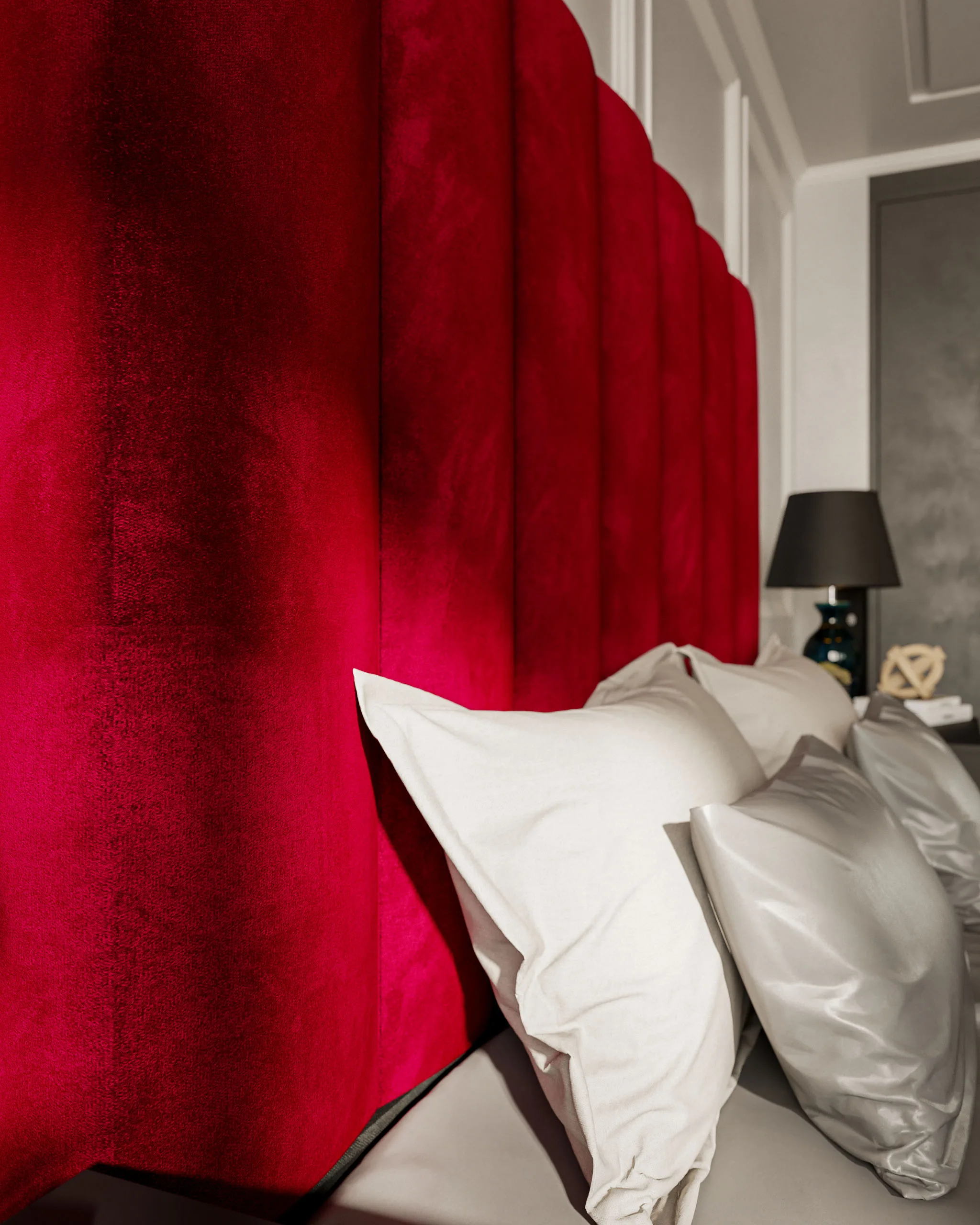 ML TRENTINO HEADBOARD - QUEEN - ROSE RED - Image 3